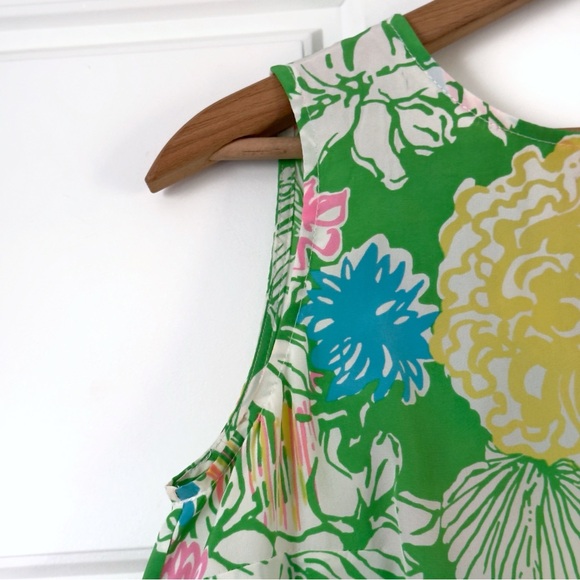 Lilly Pulitzer Floral Silk Tank Top Womens XS Pink Green Vibrant Iona Gardencore - Picture 4 of 12